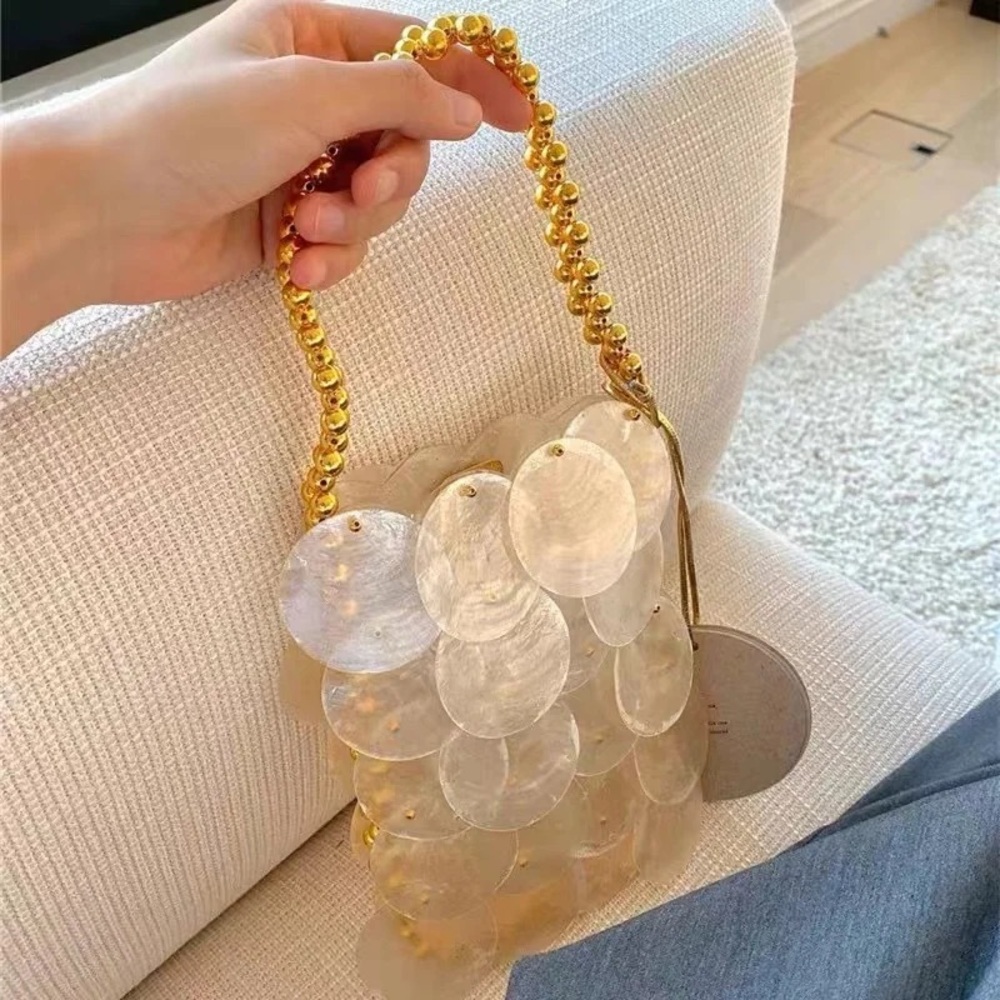 Luxurious quality Embellished shell mother of pearl sequin summer handbag purse - Picture 2 of 7